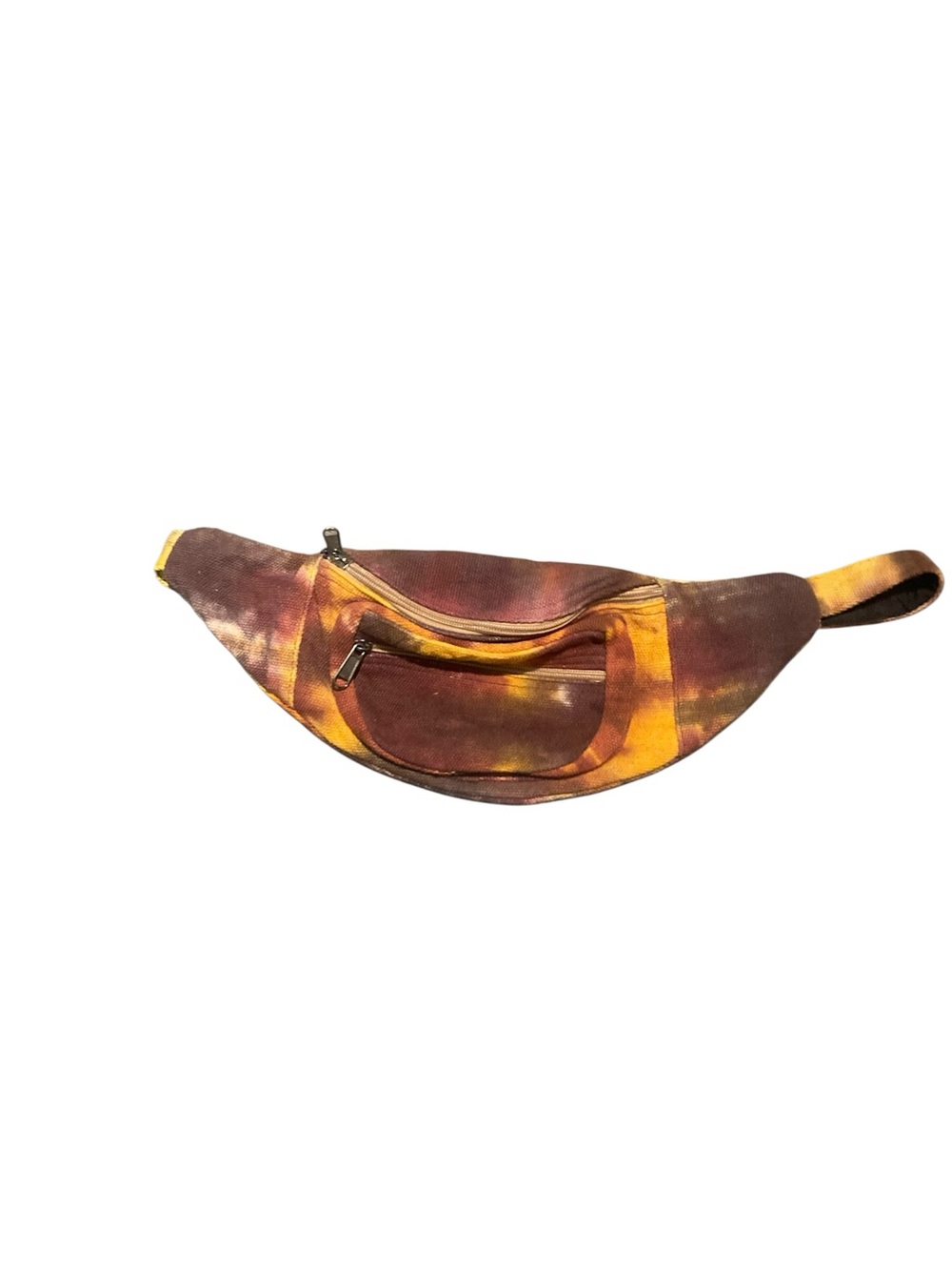 Freakmandu Tie-Dye Hemp Waist Bag in Brown & Yellow